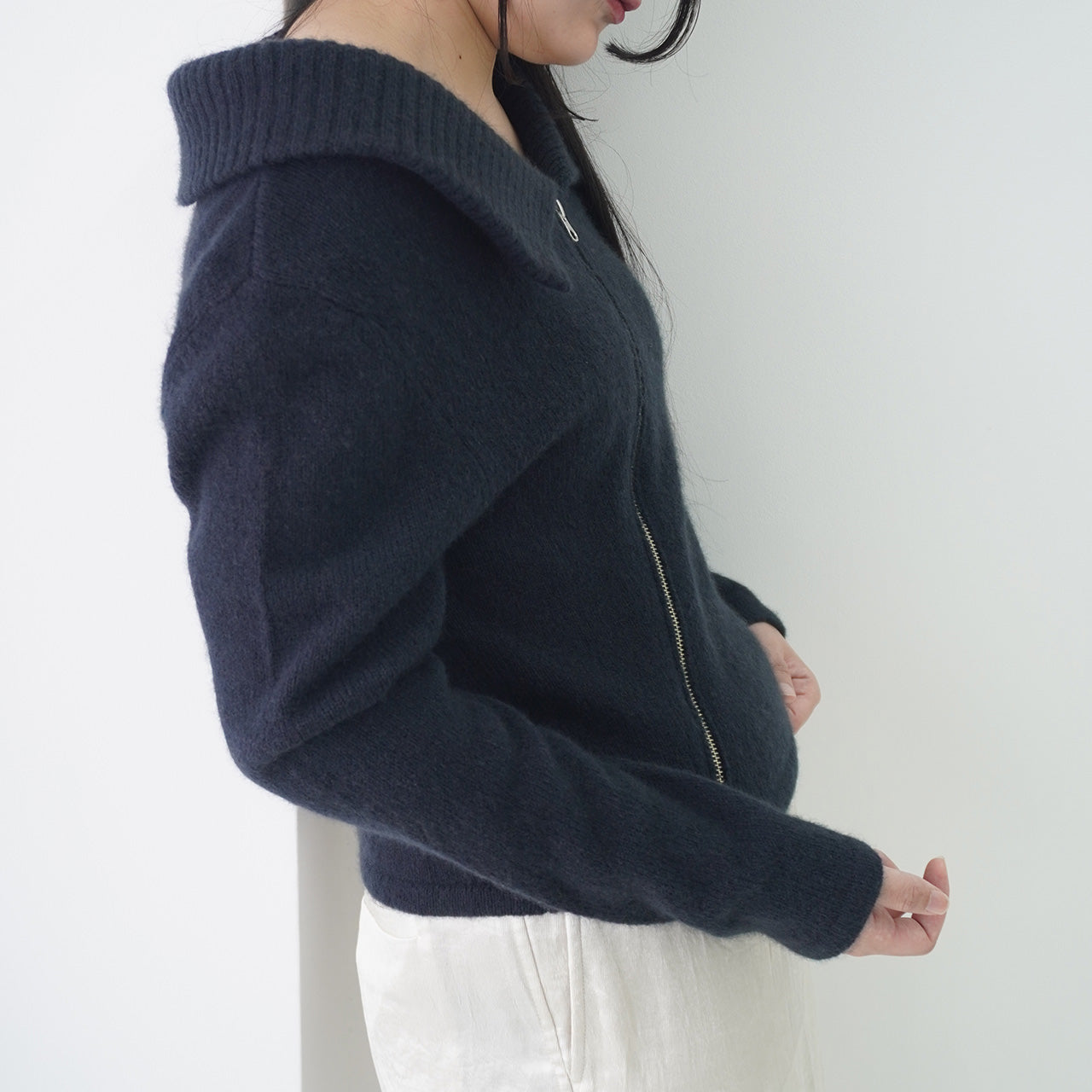Cashmere Asymmetrical Zip Knit