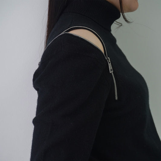 Cashmere Shoulder-zip Sweater