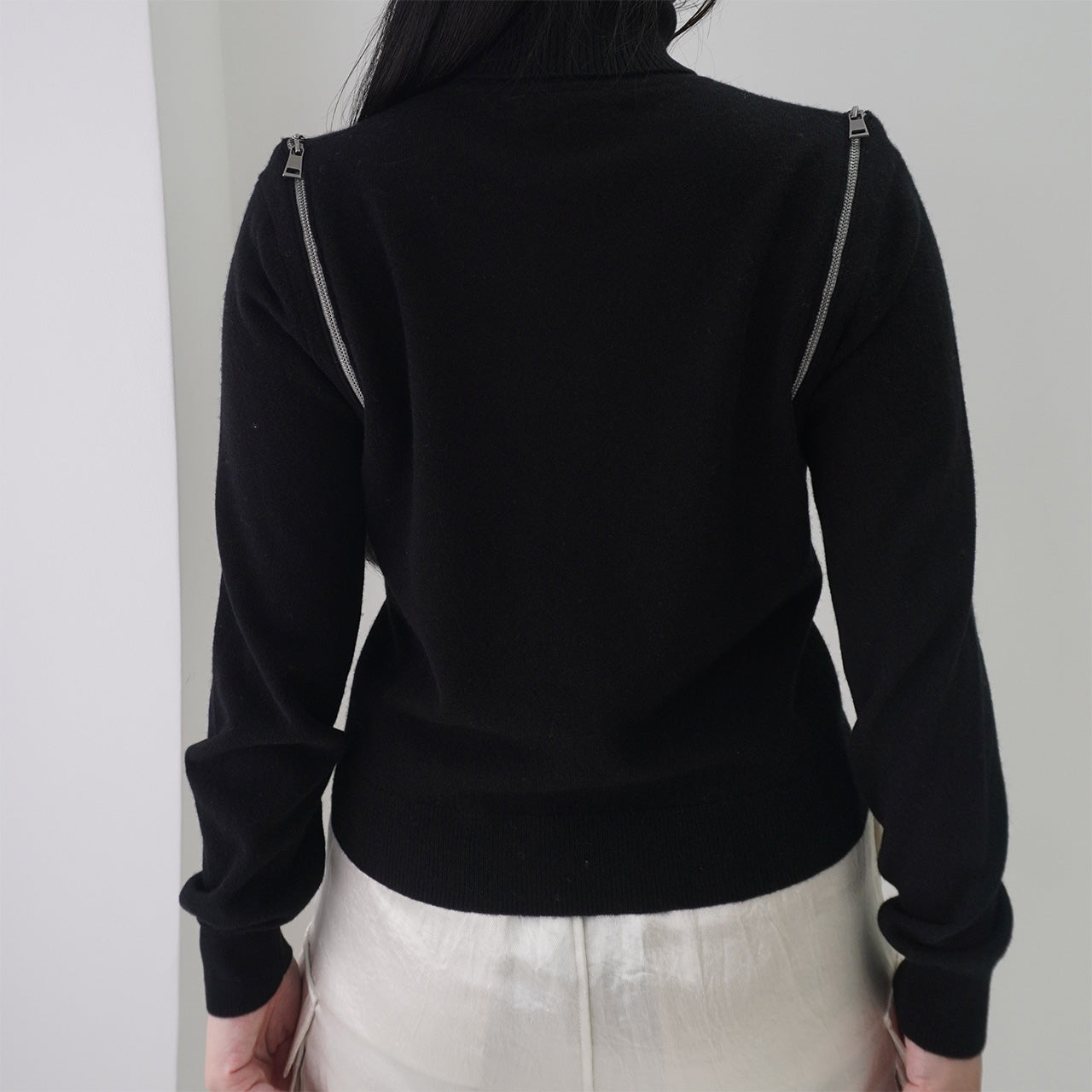 Cashmere Shoulder-zip Sweater