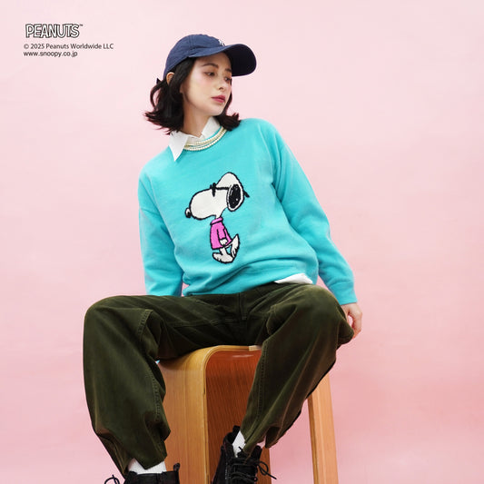 【PEANUTS × CASHYAGE】サングラススヌーピーセーター