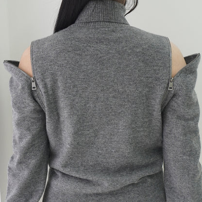 Cashmere Shoulder-zip Sweater