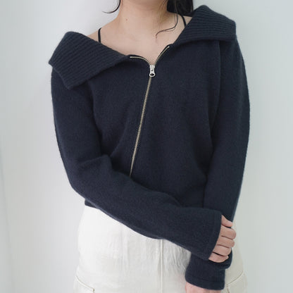 Cashmere Asymmetrical Zip Knit